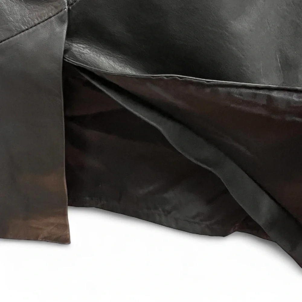Vintage 80s-90s Sienna New York 100% Leather Seamed Midi Skirt size 10